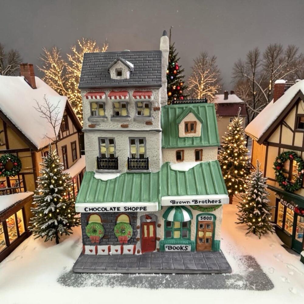 Vintage 1988 Dept 56 Chocolate Shoppe Brown/Book Store Christmas In City